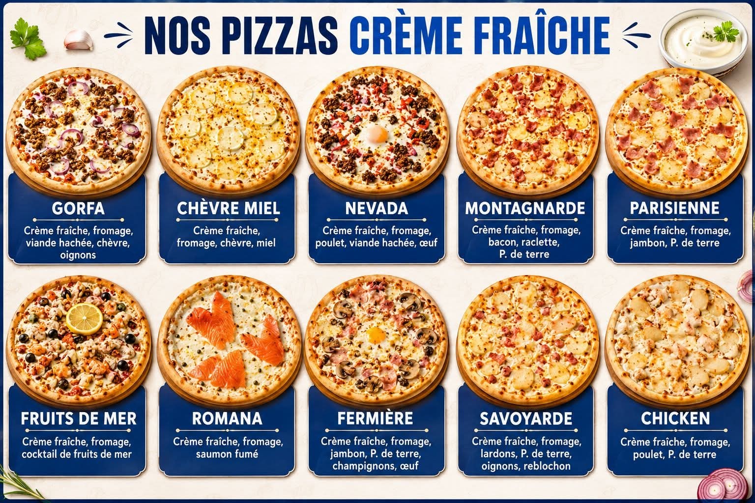 Pizzas crème fraîche